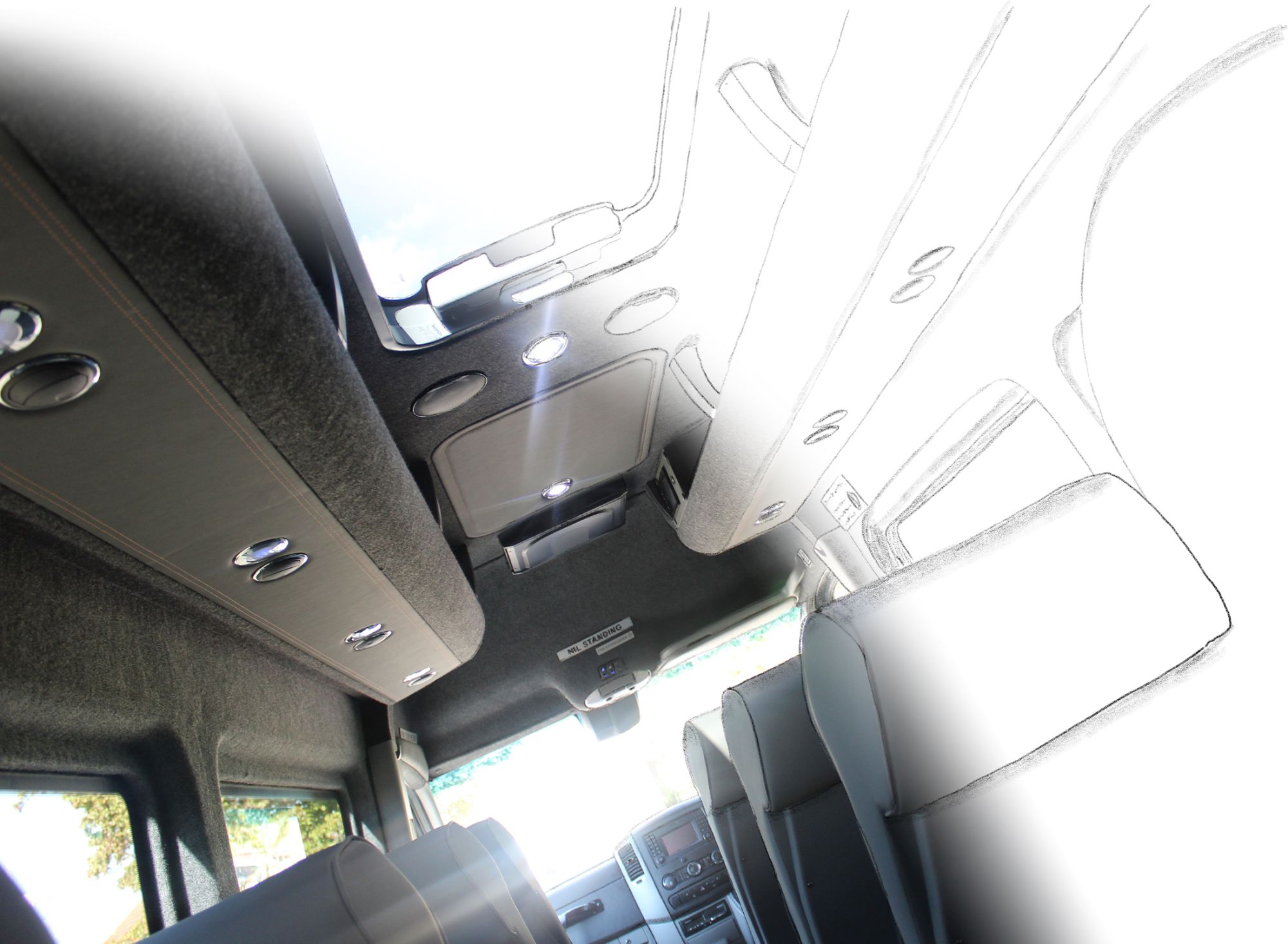 Image of Coach Interior showing Roof and Seating materials