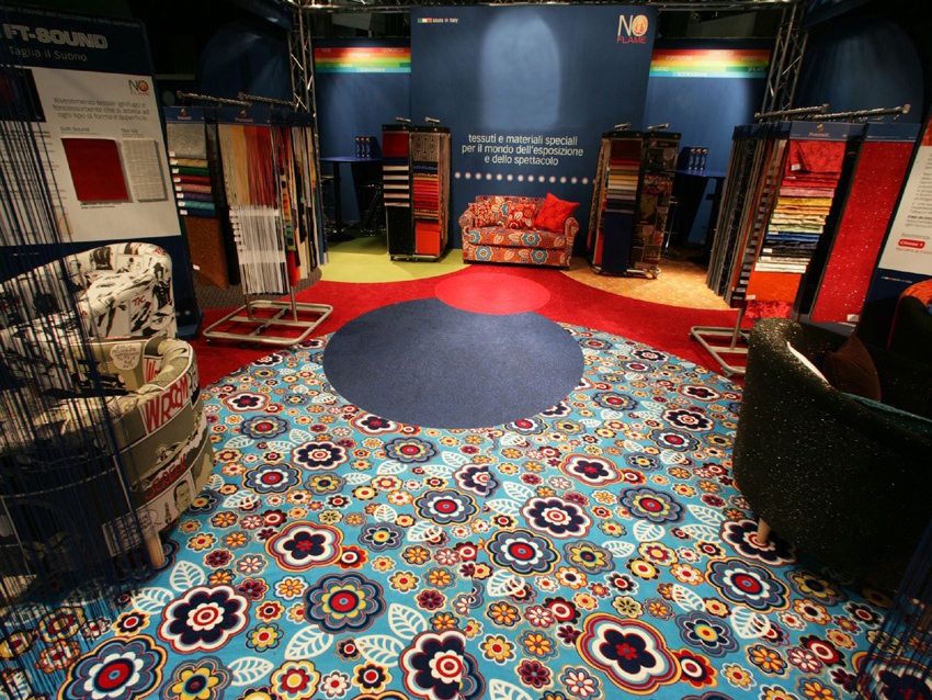 Image of Twister woven fabrics and carpet at an exhibition 