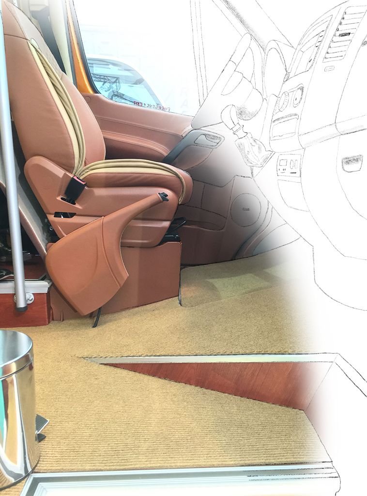 Image of coach interior showing AT Industries products